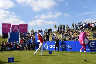 Olesen tees off at the first hole of the six-hole final