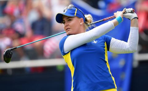 Charley Hull played with a wrist injury and had to sit out Saturday's play. She won her singles match.