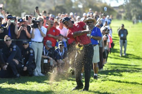 Woods managed to hit only nine of the last 54 fairways at Torrey Pines, but his scrambling kept him in touch 