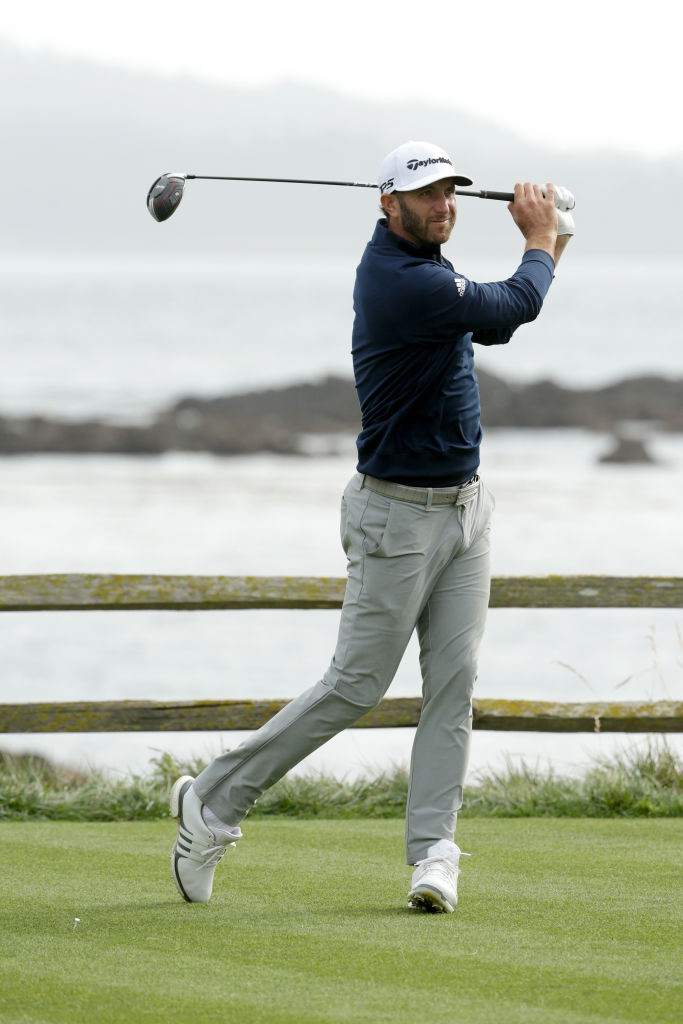 Dustin Johnson failed to fire on Sunday at the Pebble Beach Pro-Am, shooting a level par 72 to finish tied second behind Ted Potter 