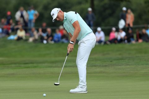COLOGNE, GERMANY - JUNE 24: Matt Wallace of England putts on the 18th hole during the fourth round of the BMW International Open at Golf Club Gut Larchenhof on June 24, 2018 in Cologne, Germany. (Photo by Matthew Lewis/Getty Images)