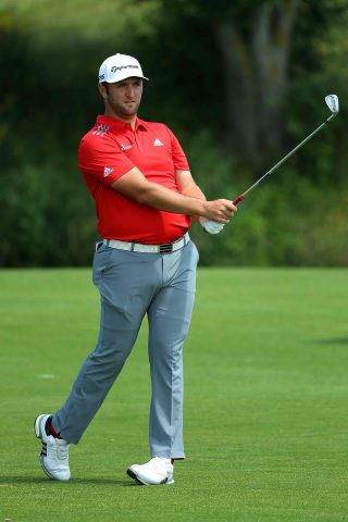 Jon Rahm needed a birdie at the final hole to tie for the lead, but found water off the tee