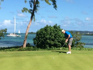 Mark in action on the Ile Aux Cerfs Golf Course