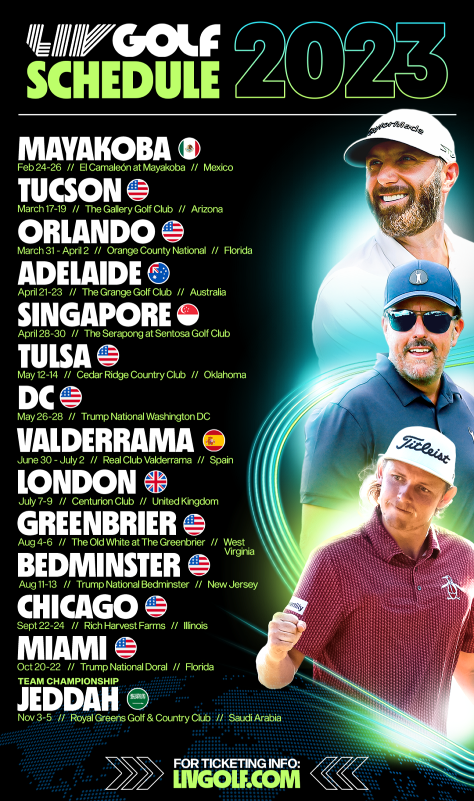 LIV Golf anuncia un calendario de 14 eventos para 2023 - Noticias de golf | Revista de golf
